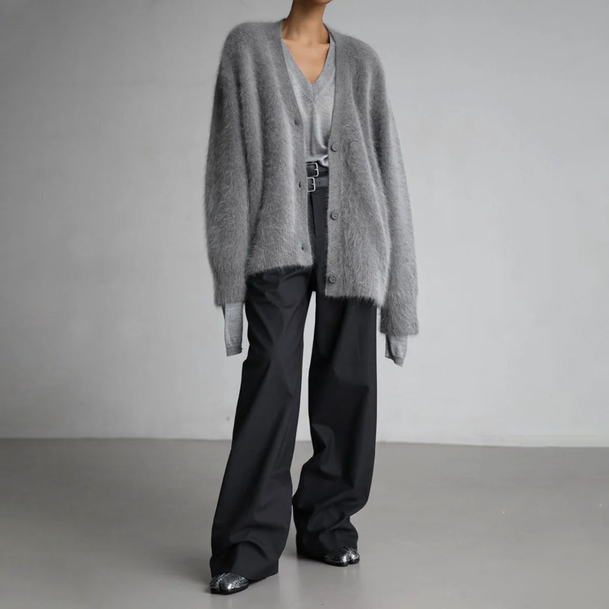 Oversized dames vest van mohair - zachte knoopsluiting - Bakkermode.nl