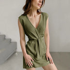 Stijlvolle zomerjurk met wikkeldetail - Bakkermode.nl