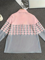 Blouse met kleurblokken en ruitpatroon - Bakkermode.nl