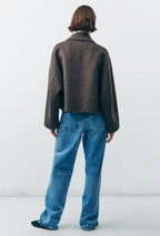 Bruine oversized wollen jas - trendy damesoutdoor