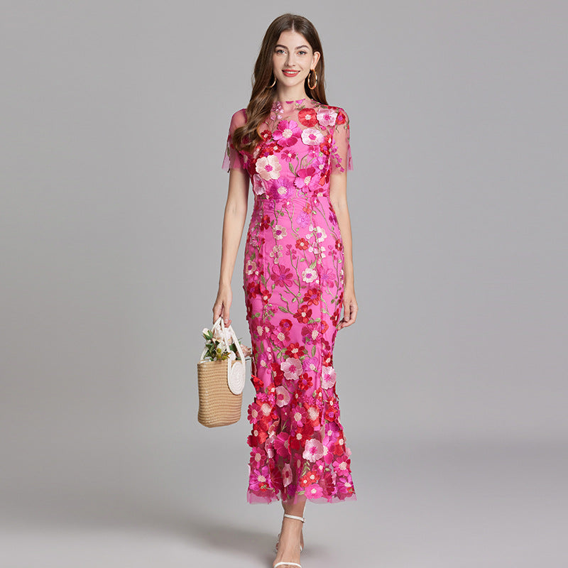 Maxi-jurk met bloemen broderie - elegante avondoutfit voor speciale gelegenheden