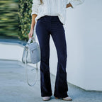 Flared corduroy broek - dames broek met stretch en elegante pasvorm - Bakkermode.nl