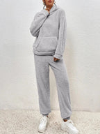 2-delige teddy tracksuit set - ultra-zachte dames loungewear met capuchon