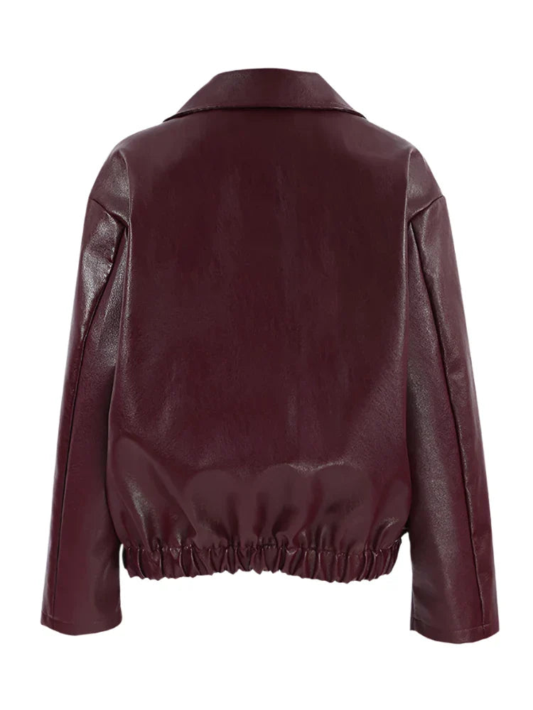 Wijnrode leren jas voor dames - modern en chic - Bakkermode.nl