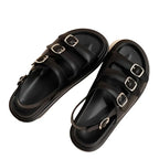 Zwarte sandalen met drie gespen - Bakkermode.nl