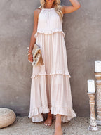 Maxi jurk - elegante zomerse damesfrock met ruffles