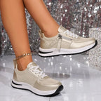 Dames zilveren sneakers - stijlvolle gezellige trainers met ritsdetails