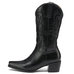 Rode en zwarte halfhoge cowboylaarzen met bloemenborduursel – elegantie & westernstijl voor dames - Bakkermode.nl