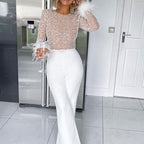 3-delige versierde set - stijlvolle dames top en broek