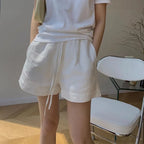 Witte linnen shorts met trekkoord - Bakkermode.nl