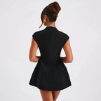 Zwarte blazerjurk met diepe V-hals - Bakkermode.nl