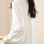 Witte zijden blouse met lange mouwen - Bakkermode.nl