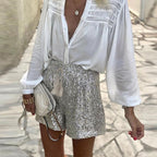 Zilveren glitter shorts - trendy dames glitter bottoms