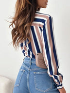 Gestreepte blouse met lange mouwen - Bakkermode.nl