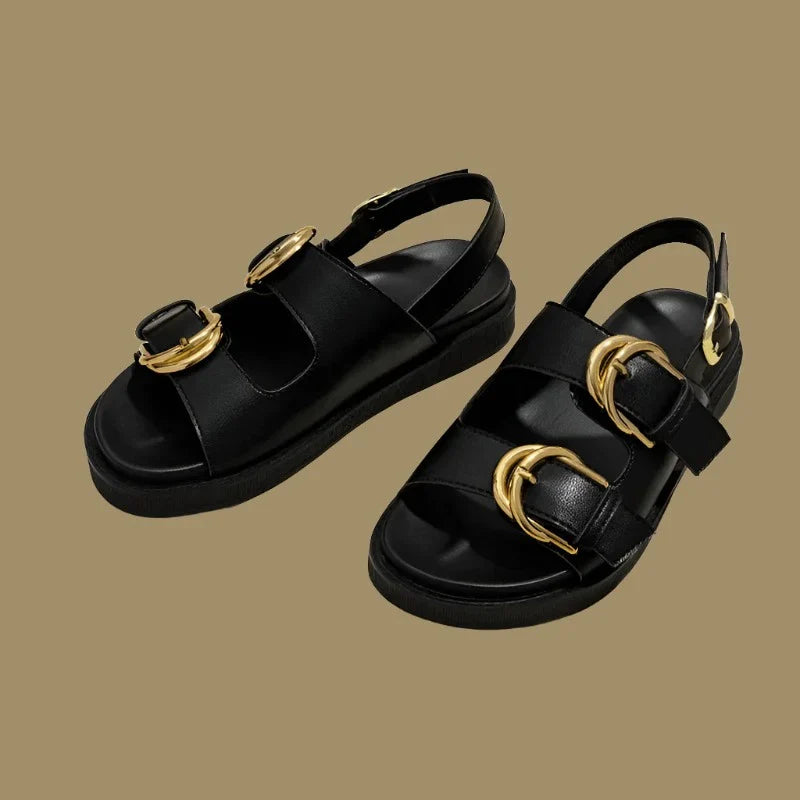 Sandalen met dubbele gespen - Bakkermode.nl