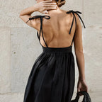 Jurk met strikbandjes en volle rok - Bakkermode.nl