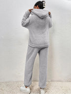2-delige teddy tracksuit set - ultra-zachte dames loungewear met capuchon