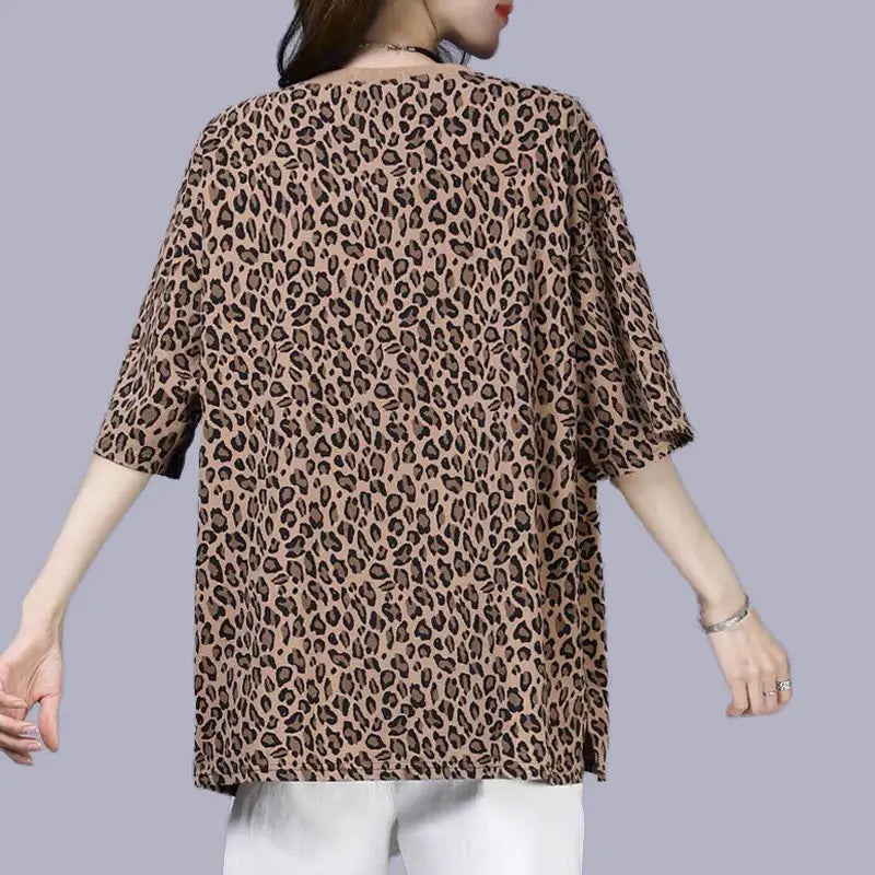 Oversized luipaardprint blouse - Bakkermode.nl
