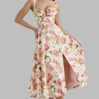 Bloemenjurk met strikbandjes en split - Bakkermode.nl