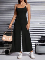 Dames jumpsuit met chique wijde pijpen - casual zwart zomermode voor elke gelegenheid