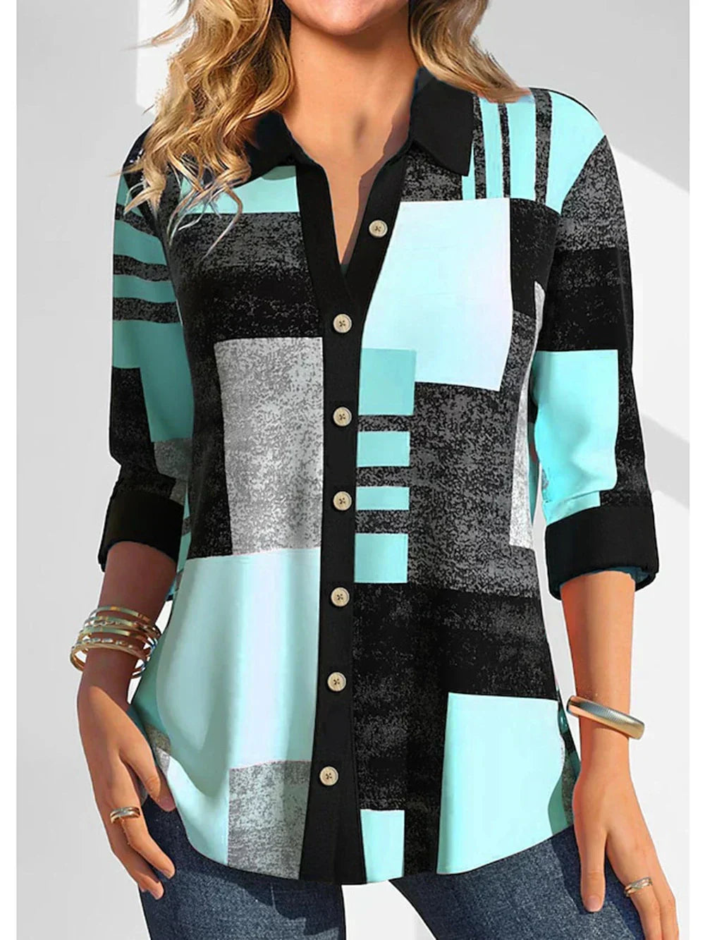 Grafisch t-shirt - moderne zwarte en roze damesblouse