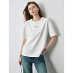 Vrouwelijk T-shirt met borduurdetails - Bakkermode.nl