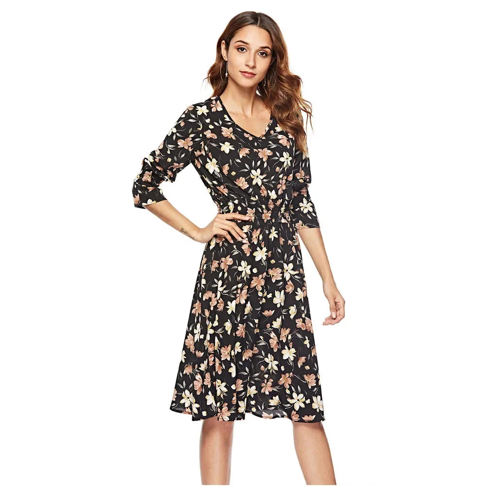 Bloemenjurk met 3/4-mouwen - Bakkermode.nl