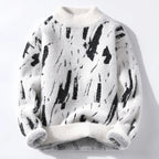 Dames moderne oversized pullover - stijlvolle gebreide trui met abstract patroon - Bakkermode.nl