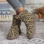 Leopardprint laarzen - stijlvolle bruin dames enkelboots