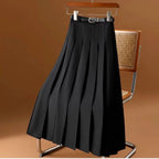 Plisse midi rok - stijlvolle rok met riem