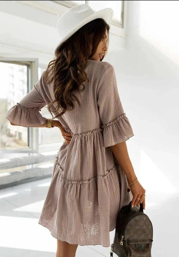 Babydoll jurk met ruches - Bakkermode.nl