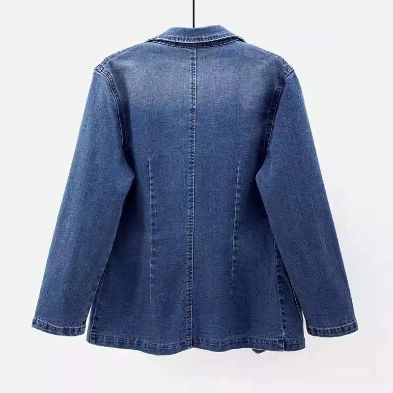 Denim blazer - stijlvolle damesjas in blauw - Bakkermode.nl