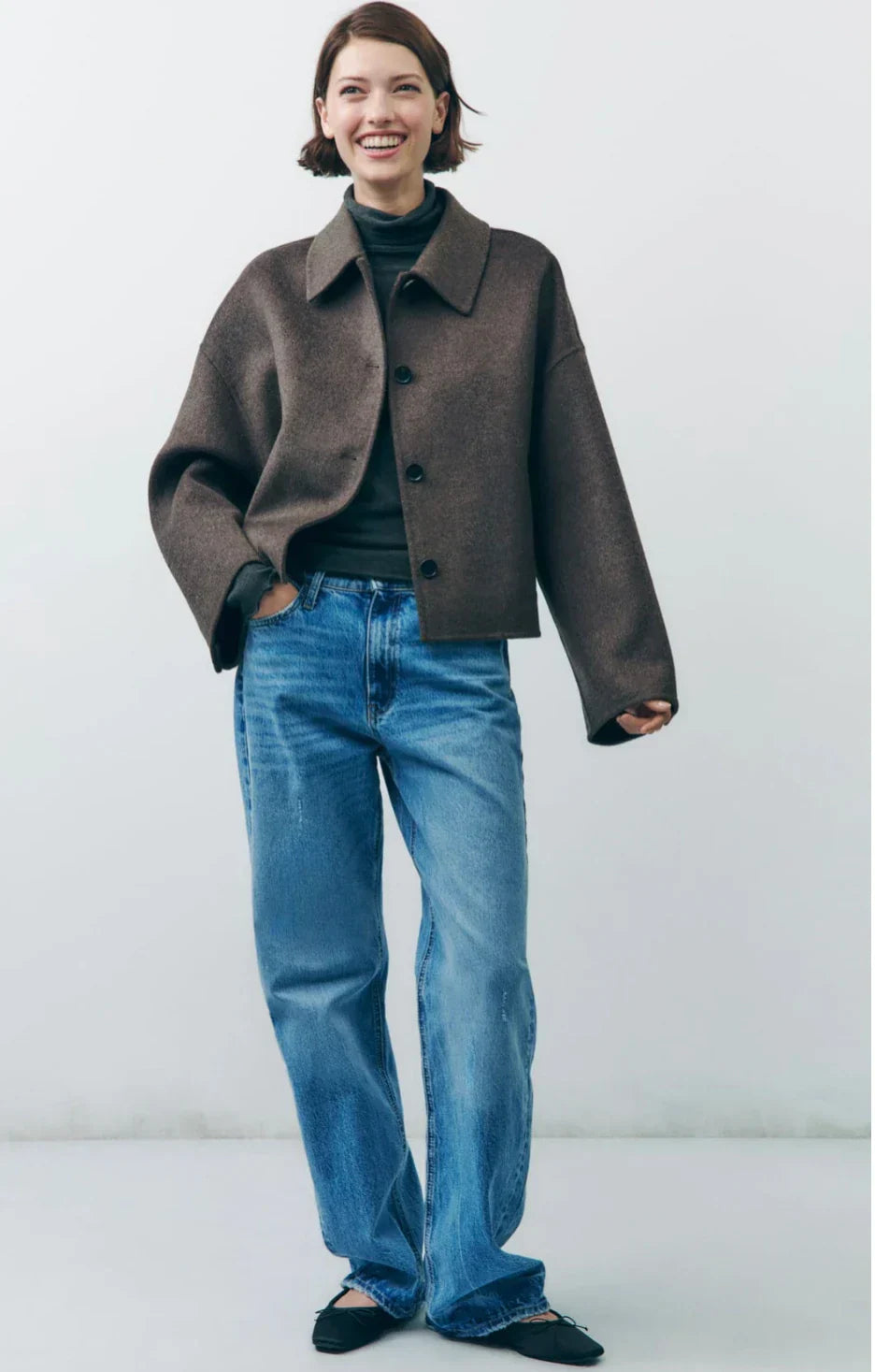 Bruine oversized wollen jas - trendy damesoutdoor