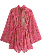 Dameshemdjurk - open rug met roze bloemenprint voor casual uitjes - elegante lichtgewicht outfit