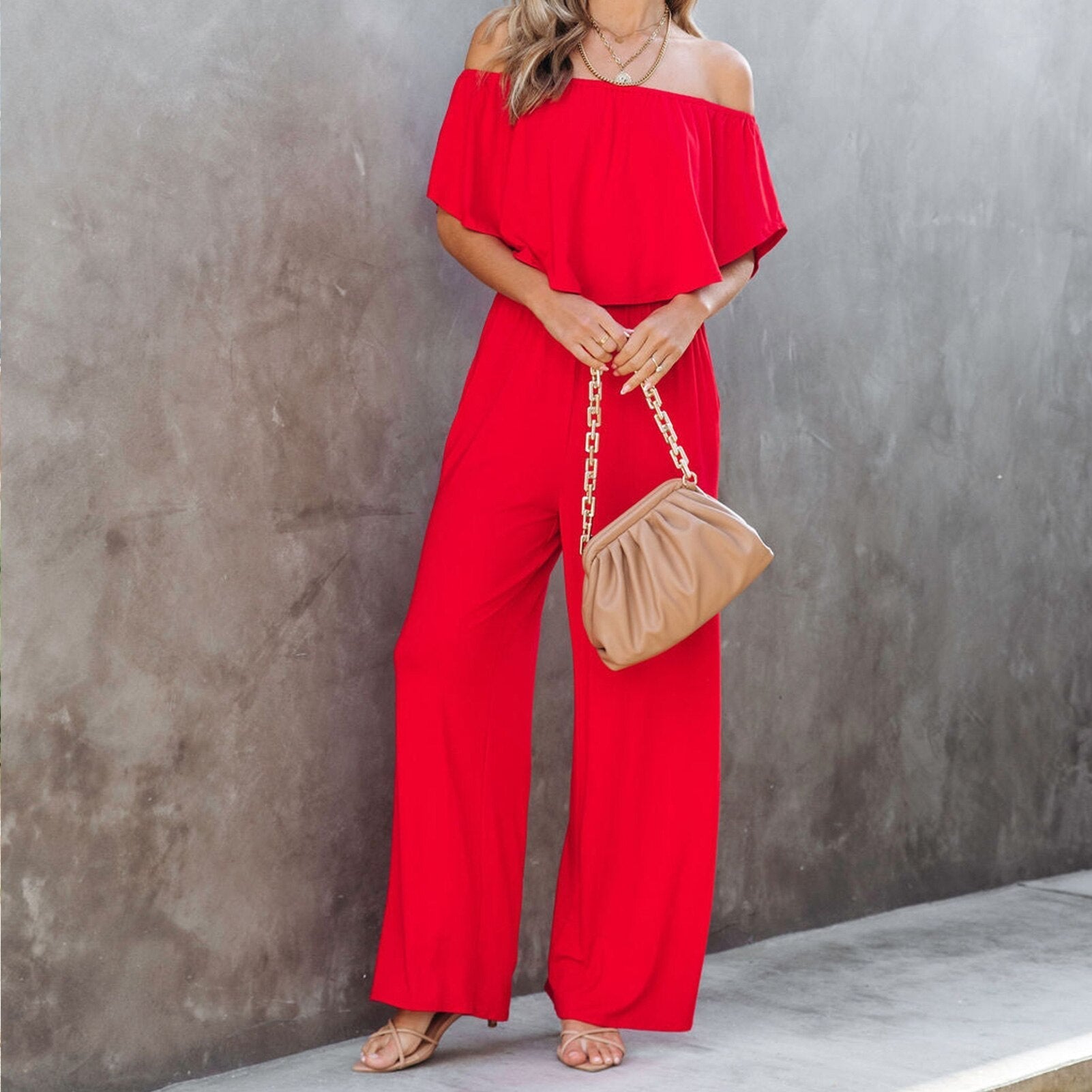 Dames casual maxi jumpsuit - losse off-shoulder playsuit voor elke dag