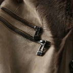 Suède dames bikerjack - elegant bruin jack met imitatiebontkraag - Bakkermode.nl