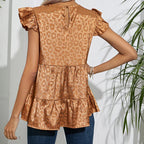 Blouse met dierenprint en ruches - Bakkermode.nl