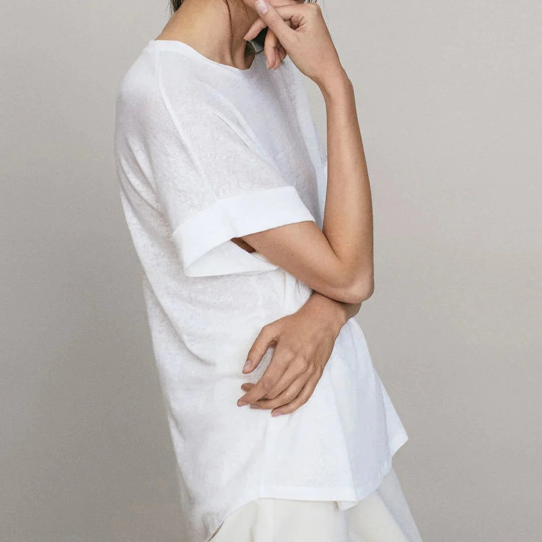 Basic t-shirt met ronde hals en korte mouwen - Bakkermode.nl