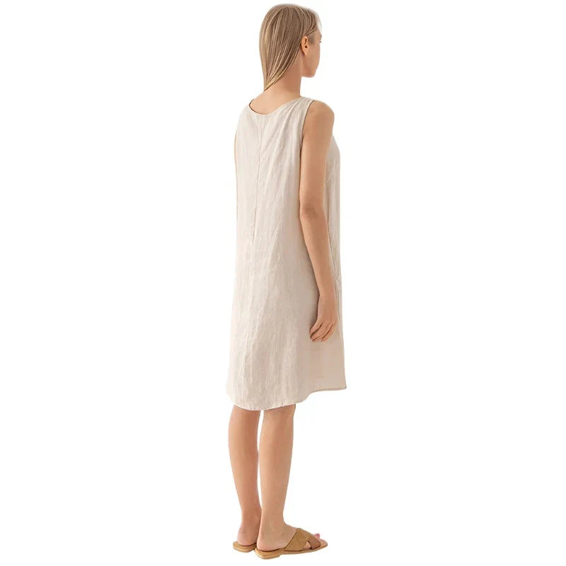 Mouwloze jurk met ronde hals - Bakkermode.nl