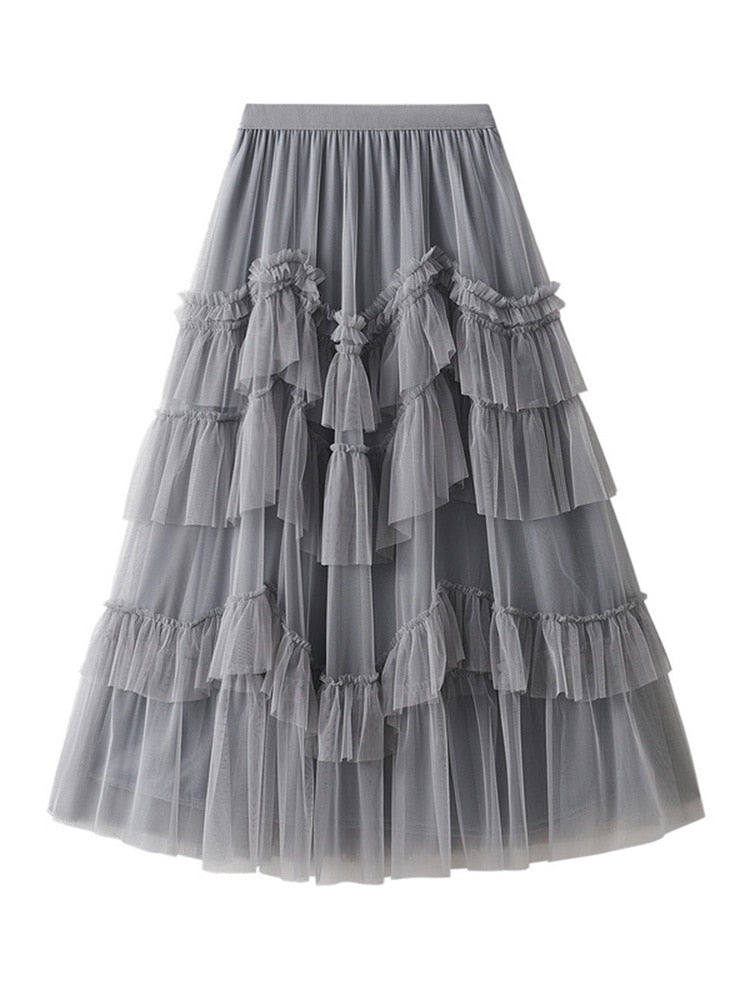 Elegante midi-rok met lagen tule - Bakkermode.nl