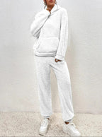 2-delige teddy tracksuit set - ultra-zachte dames loungewear met capuchon
