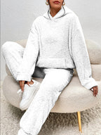 2-delige teddy tracksuit set - ultra-zachte dames loungewear met capuchon