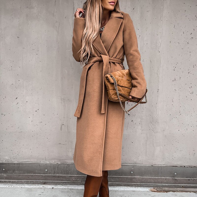 Trenchcoat - elegante lange damesjas met ceintuur