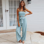 2-delige lichtblauwe jumpsuit - trendy dames co-ord set