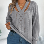 Gebreide trui - stijlvolle v-hals damesjumper