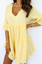 Babydoll jurk met ruches - Bakkermode.nl