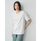 Witte T-shirt met delicaat borduurwerk - Bakkermode.nl