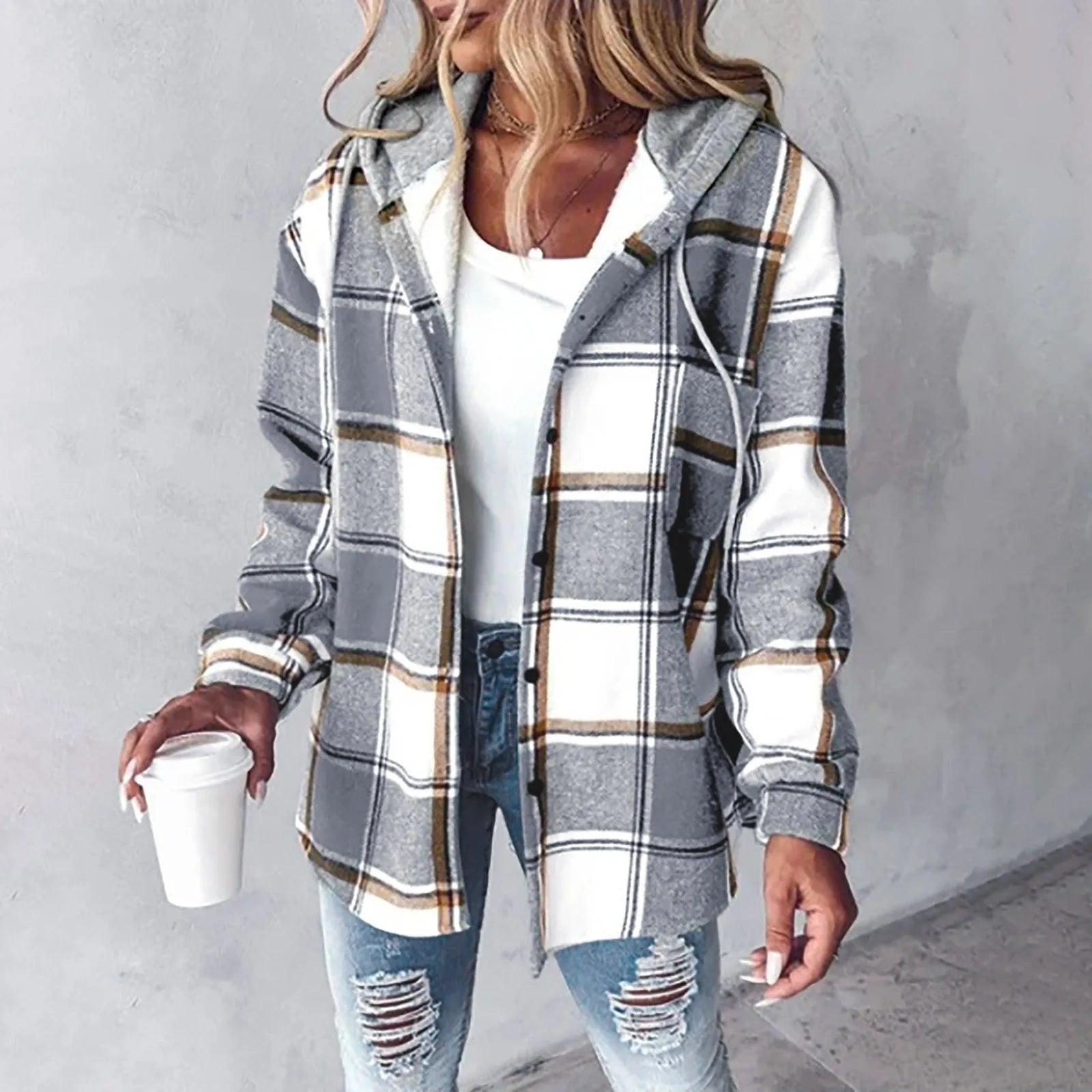 Geruite flanellen shirtjack - trendy oversized buitenjack voor stijlvolle dames