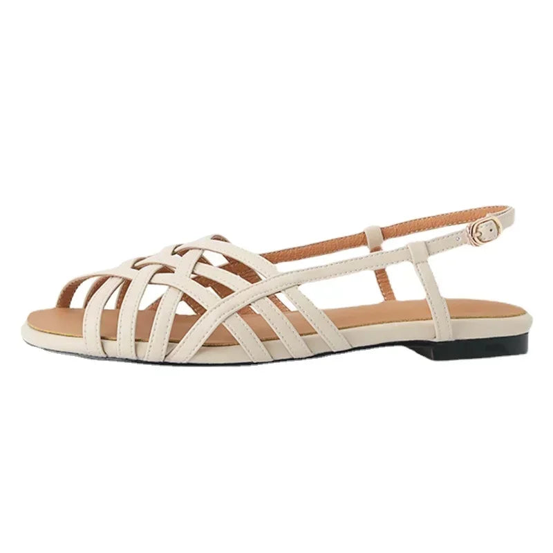 Vintage gevlochten slingback sandalen - Bakkermode.nl