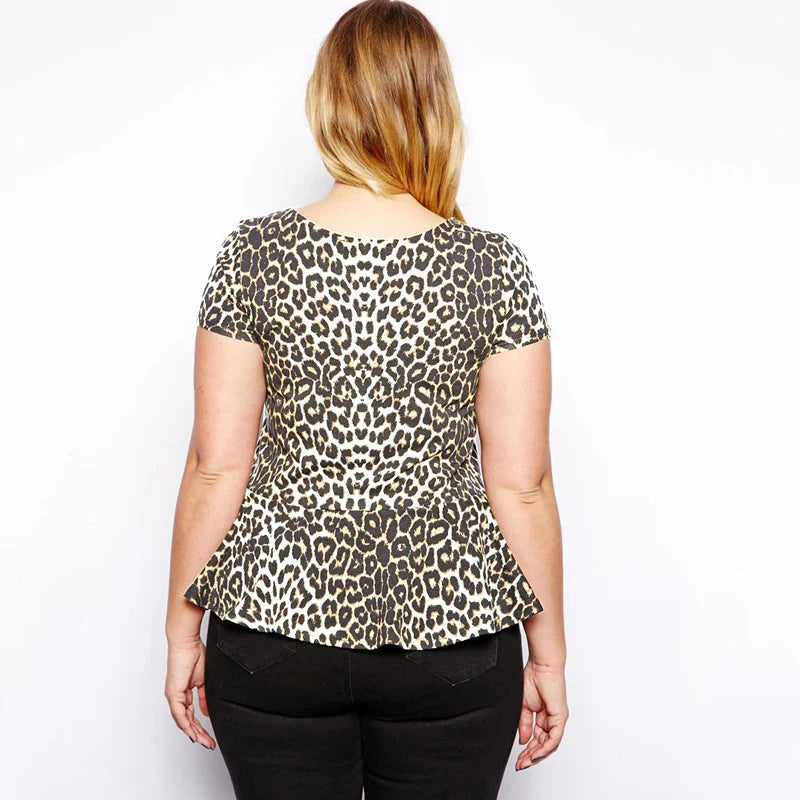 Elegante luipaardprint peplum blouse - Bakkermode.nl